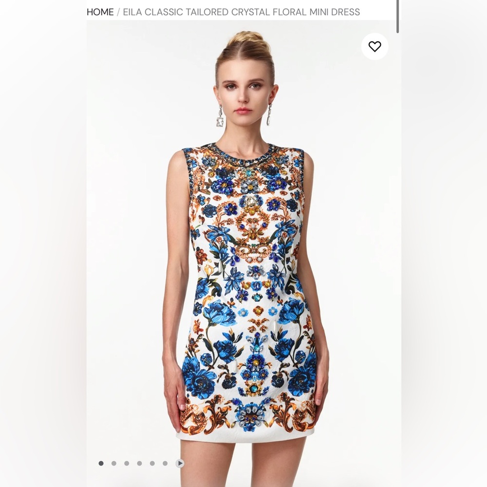Bella Barnett Eila Floral Classic Tailored Crystal Floral Mini Dress size small